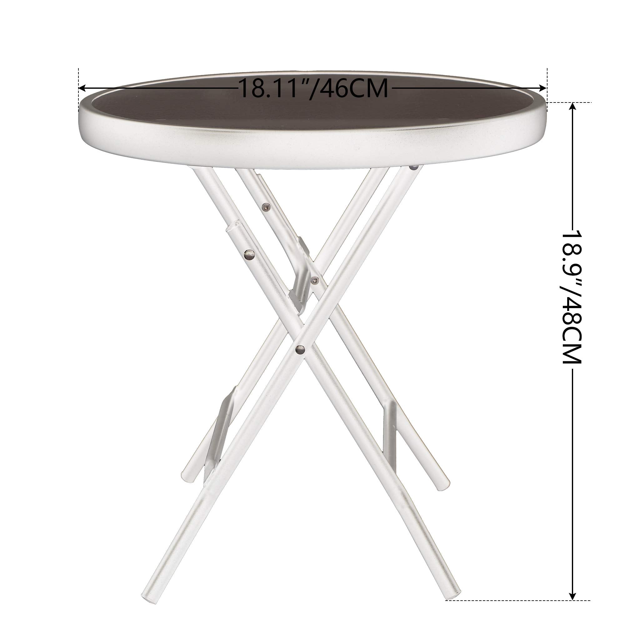 Klappbarer Beistelltisch mit Glasplatte – runder Balkontisch modern & platzsparend
