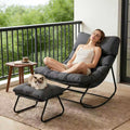 Schaukelstuhl Outdoor mit Hocker – Relaxsessel für Balkon, Garten & Terrasse