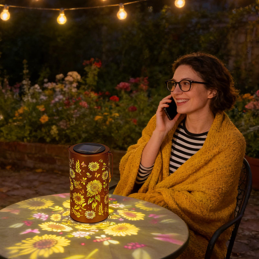 Sonnenblume Solarlampe Außen – Gartendeko hängend, Geschenk für Frauen
