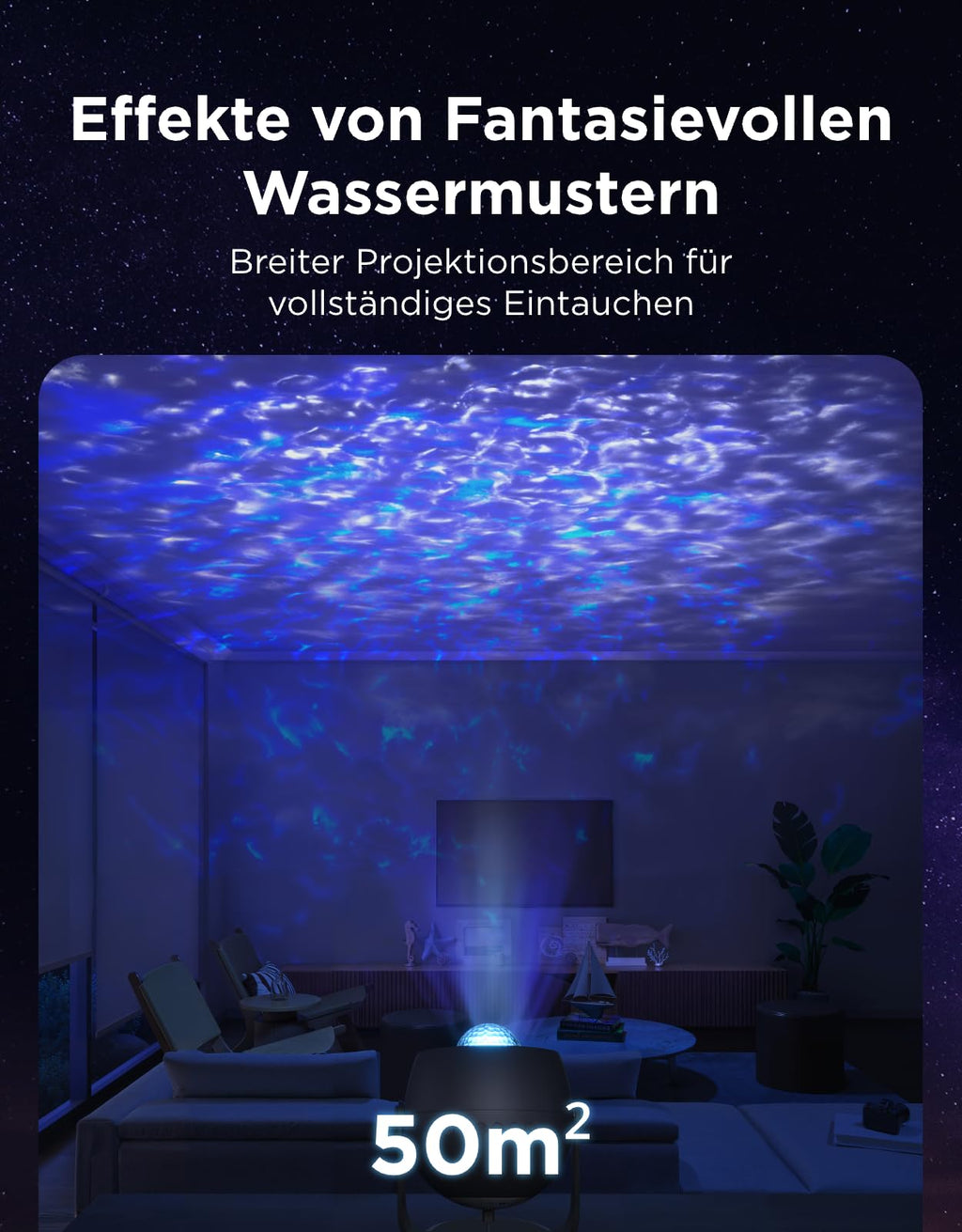 Sternenhimmel Projektor Ozeanwelle – Smart Nachtlicht mit 40 Szenen & White Noise für Schlafzimmer