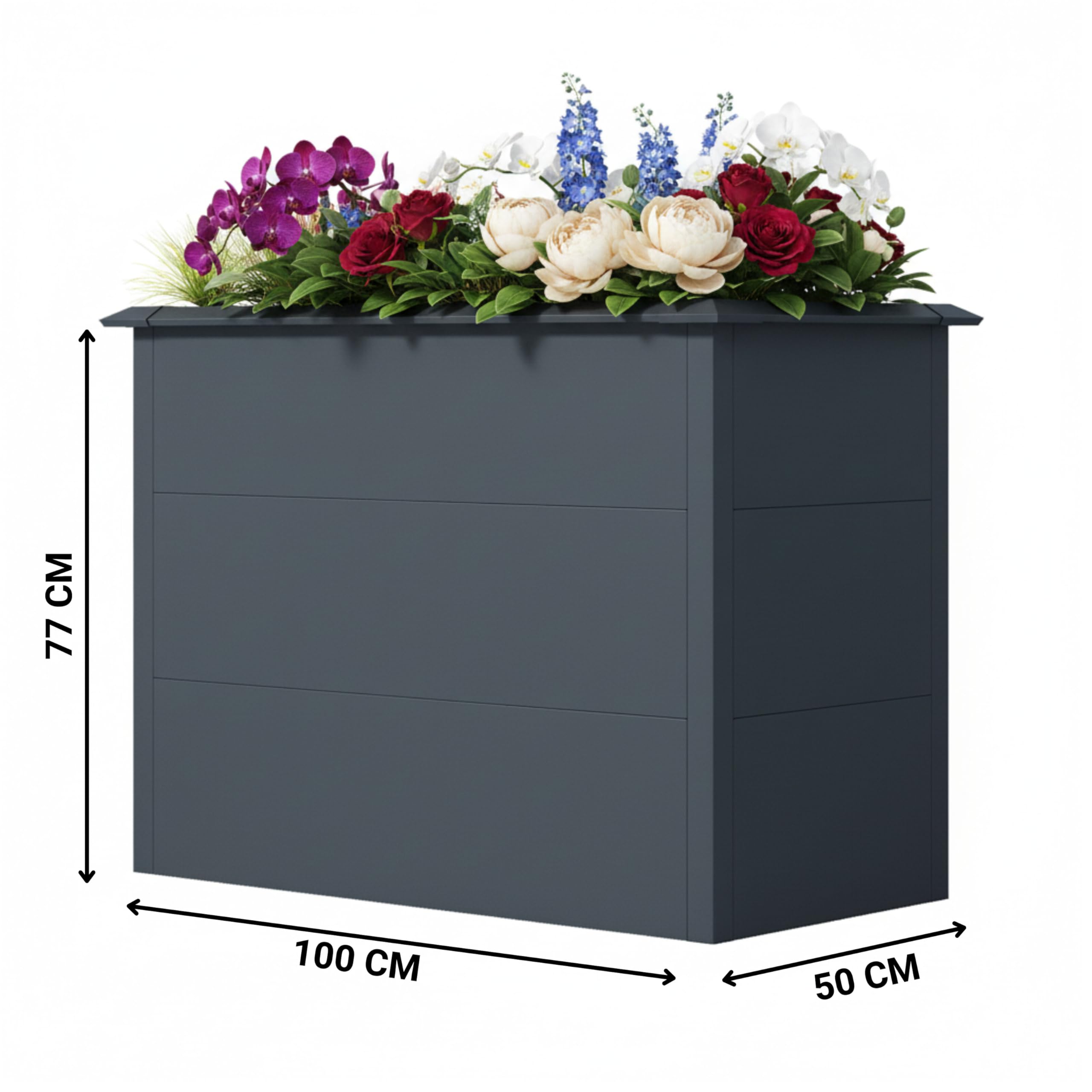 Novaterra Premium Hochbeet Metall Anthrazit 100×50×77 cm – Hochbeet für Garten Kräuter & Blumen