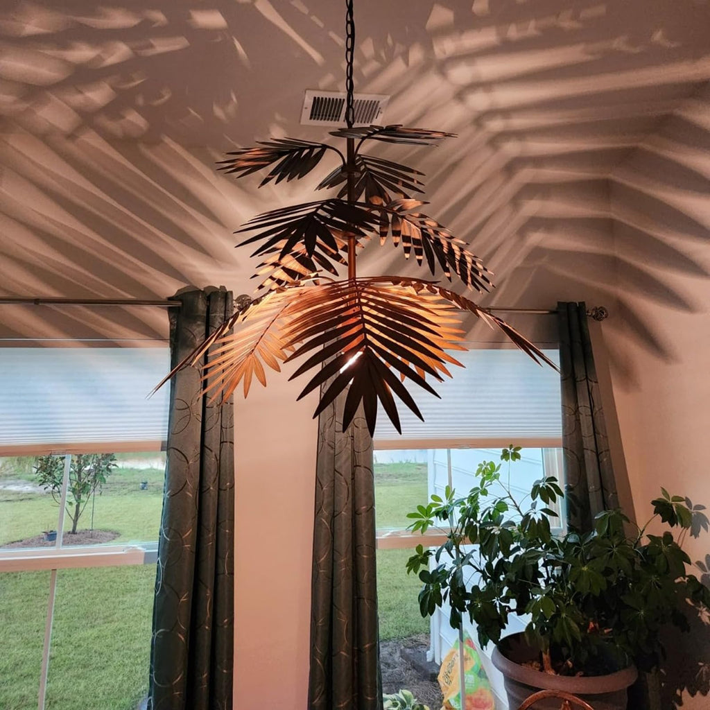 Retro Kronleuchter Kokospalme – Tropische Pendelleuchte, Vintage, Boho