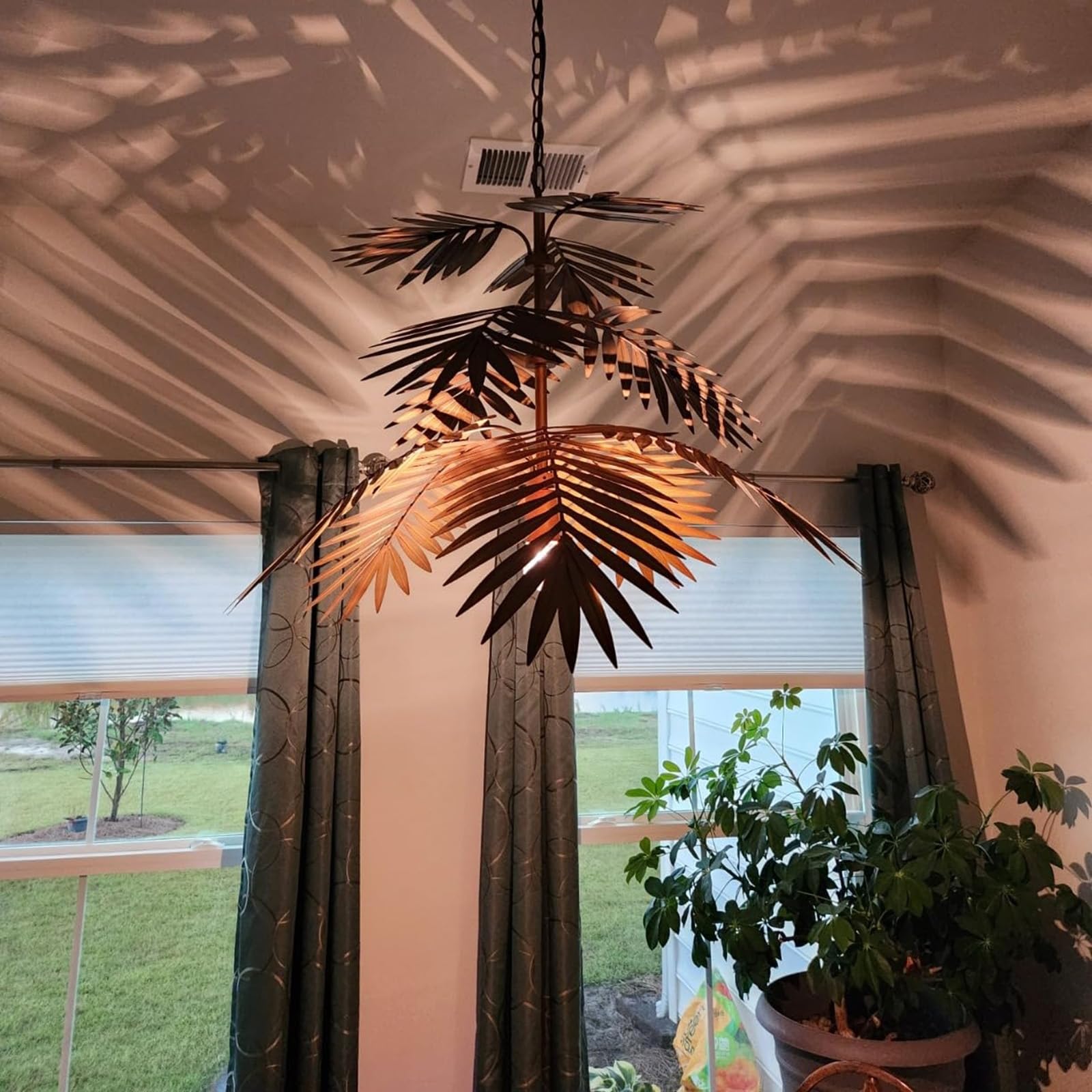 Retro Kronleuchter Kokospalme – Tropische Pendelleuchte, Vintage, Boho
