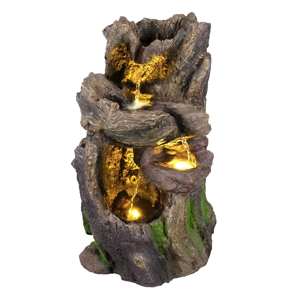 Gartenbrunnen Wald-Bächlein mit LED-Licht – Springbrunnen für Garten