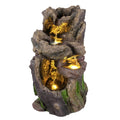 Gartenbrunnen Wald-Bächlein mit LED-Licht – Springbrunnen für Garten