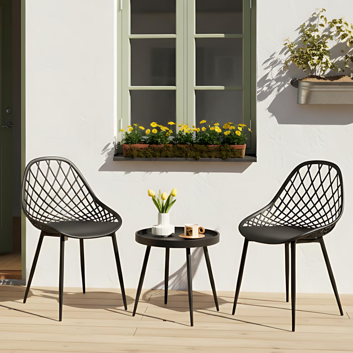 Balkonmöbel Set für 2 Personen – Bistrotisch mit 2 Stühlen, modern & platzsparend
