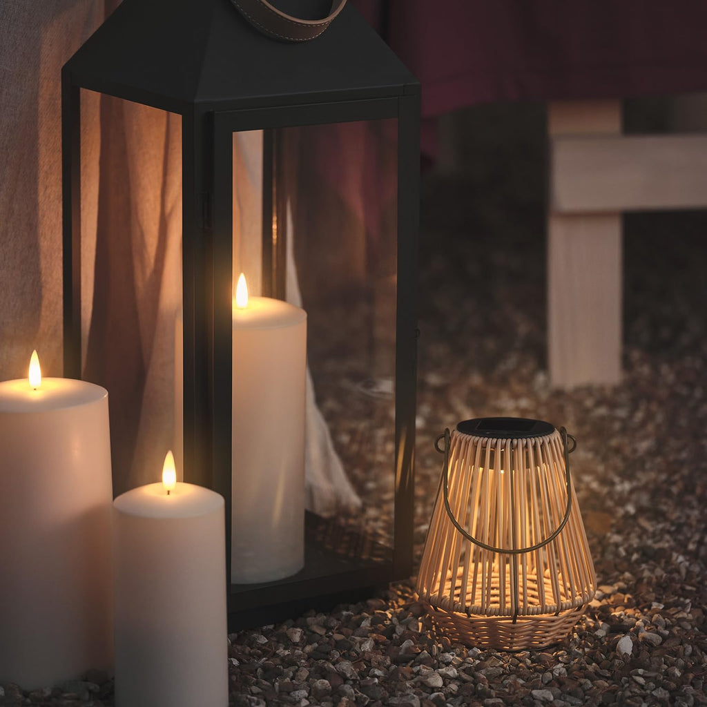 Solar Bambus-Laterne Hygge – Warmweiß LED, Solarbetrieb, Garten & Balkon Deko