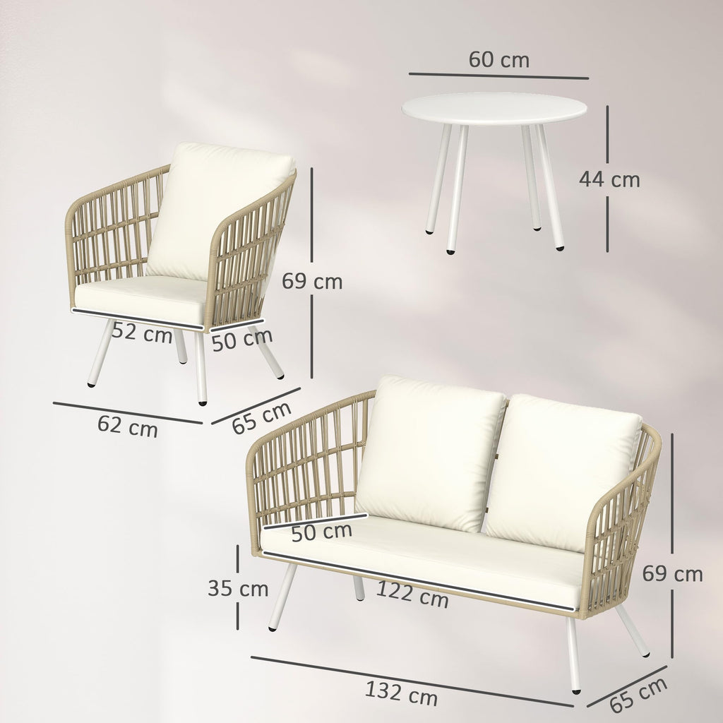 Outsunny Polyrattan Gartenmöbel Set – Lounge Set mit Sofa & Tisch, wetterfest