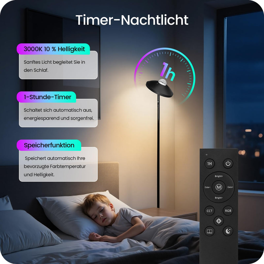 GOEBLESON RGB Stehlampe mit Sternenhimmel Projektor | dimmbar