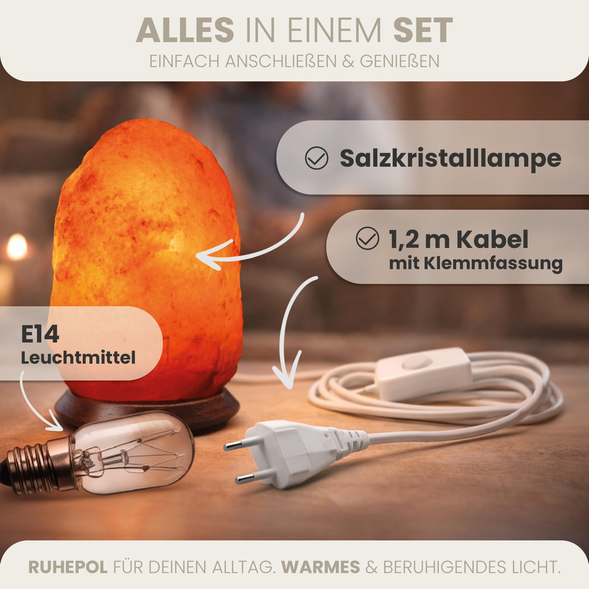Himalaya Salzlampe – Natürliche Kristallsalz Lampe für Entspannung, Meditation & Schlafzimmer