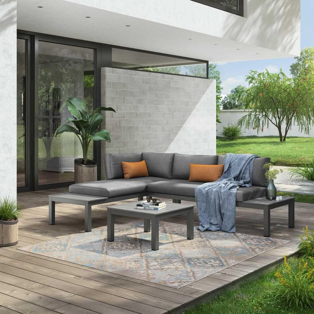 Gartenlounge Morsum Aluminium Grau – Wetterfest & Pflegeleicht