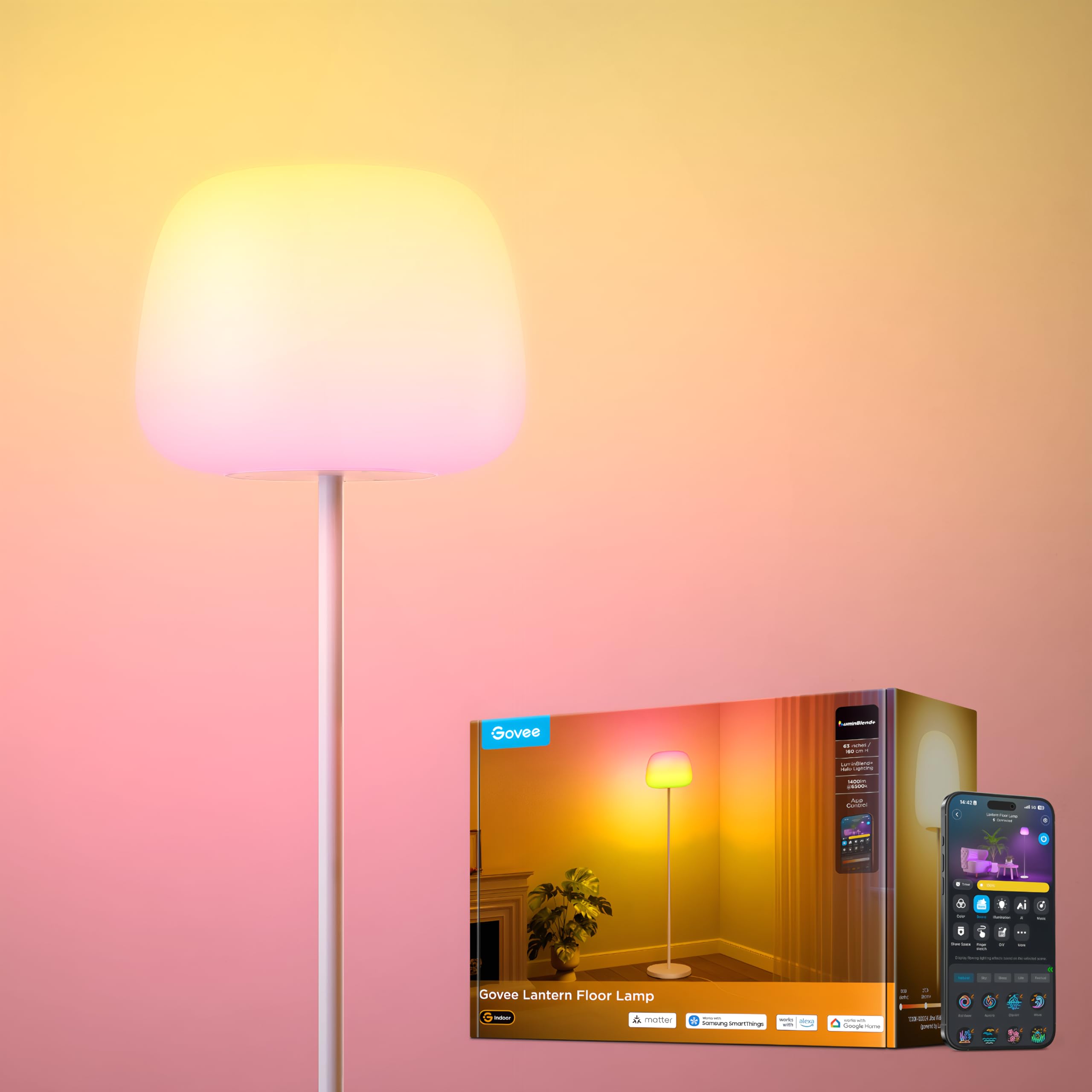 Govee Laterne LED Stehlampe RGBIC | Smart Standleuchte Wohnzimmer