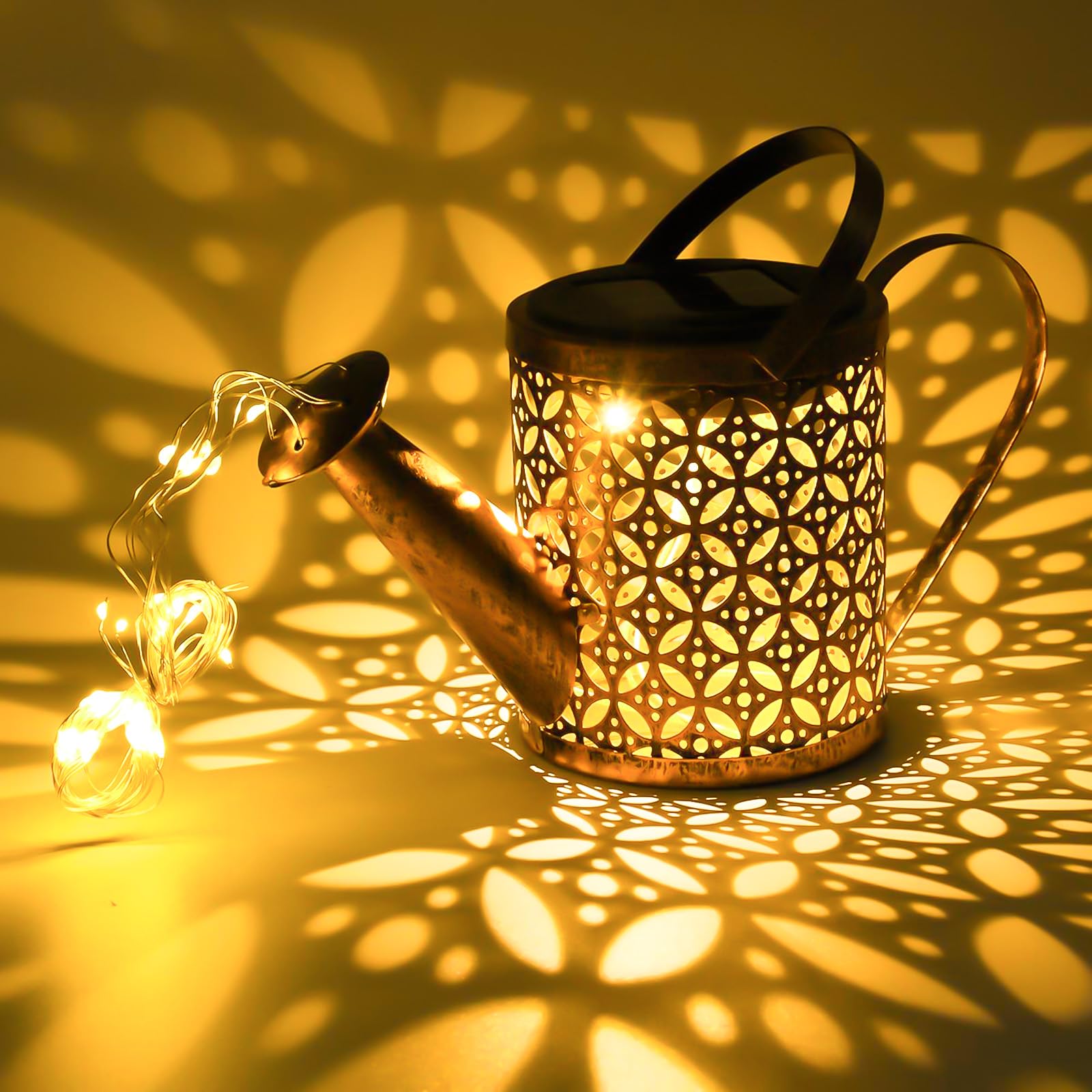Solar Gießkanne Gartenleuchte – Vintage Lichtdeko mit Sternenregen für Außen