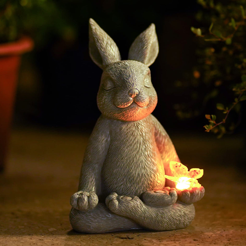 Yoga Hase Gartenfigur – Meditierende Kaninchen Deko für Garten, Balkon & Ostern