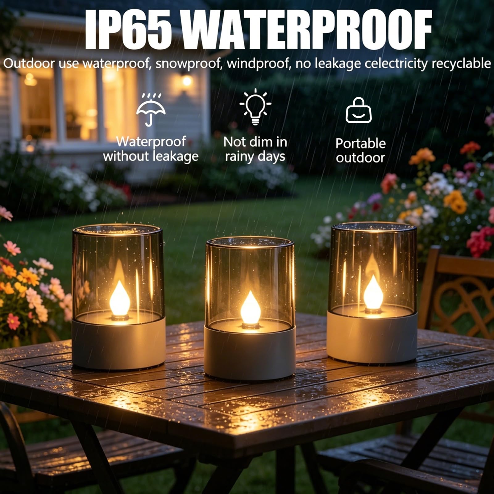 Hekasvm Solar Tischleuchten 2er Set – LED Solar Kerzen für Garten, Balkon & Terrasse