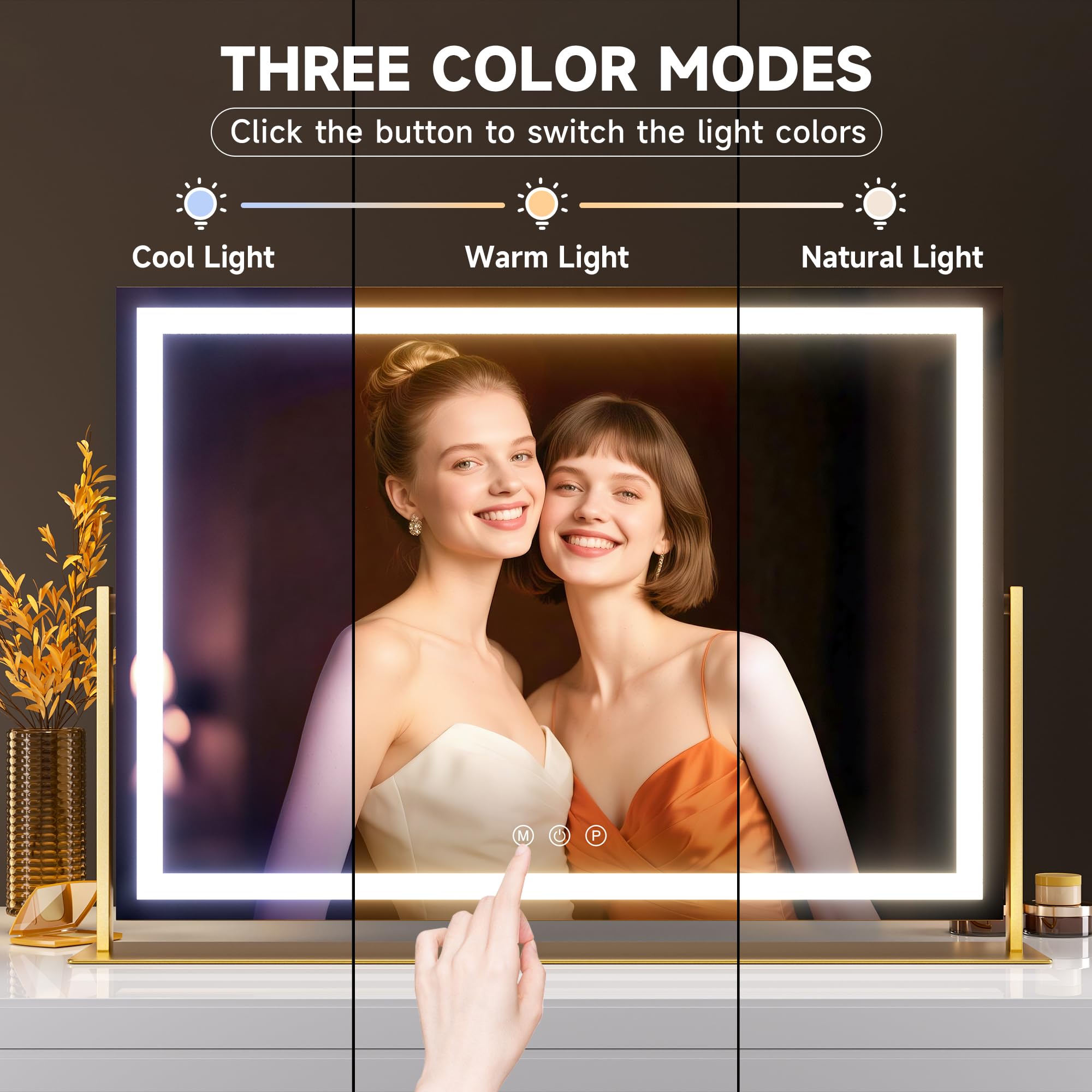 LED Schminkspiegel 60x50 cm mit Beleuchtung – Kosmetikspiegel mit Touch & 360° Drehung
