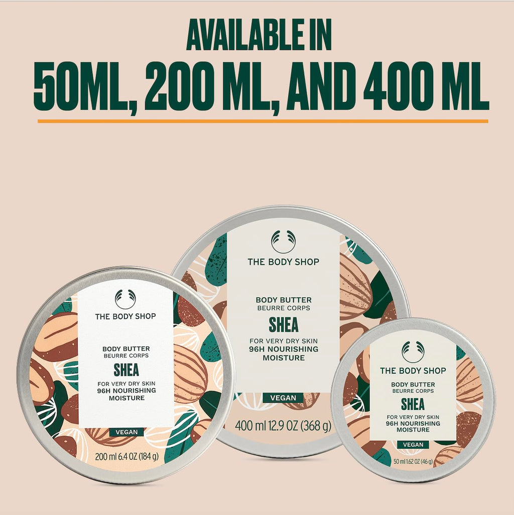The Body Shop Shea Body Butter – Intensiv pflegende Körperbutter für trockene bis sehr trockene Haut, 200 ml