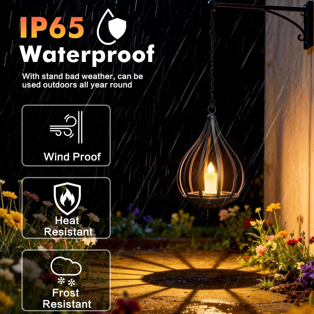 KagoLing LED Solar Laterne mit Flammeneffekt – Warmweiß, IP44, für Garten, Balkon & Terrasse