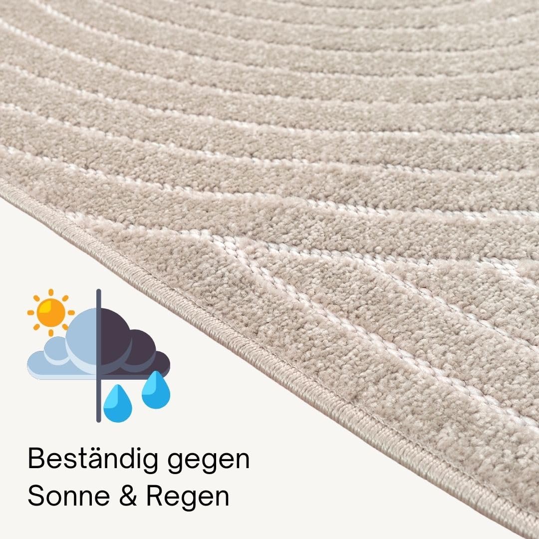 Outdoor Teppich Creme – Moderner Balkon & Terrasse Teppich wetterfest