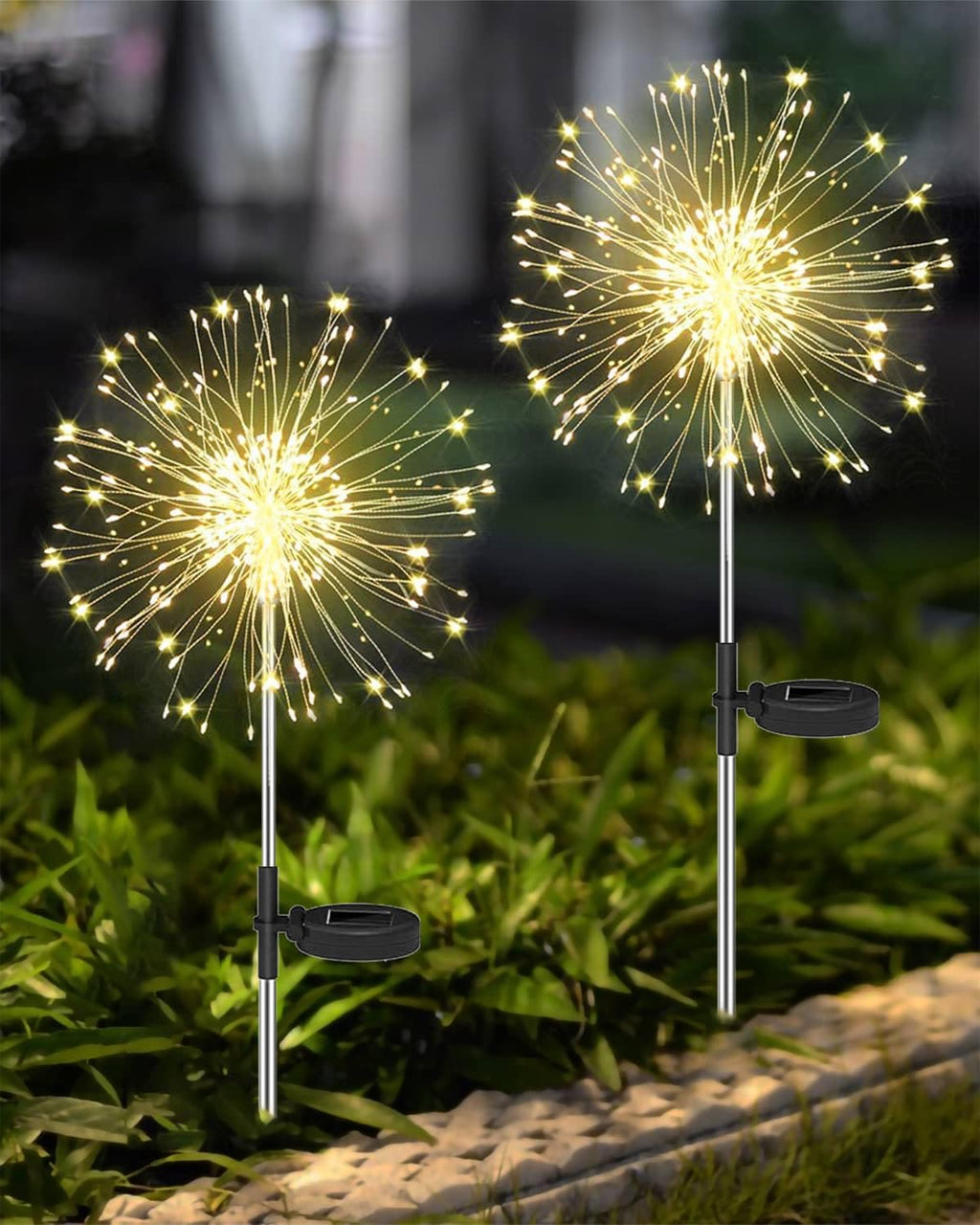 Solar Pusteblume Gartenleuchte – 2er Set, wasserdicht, 8 Modi, warmweiß