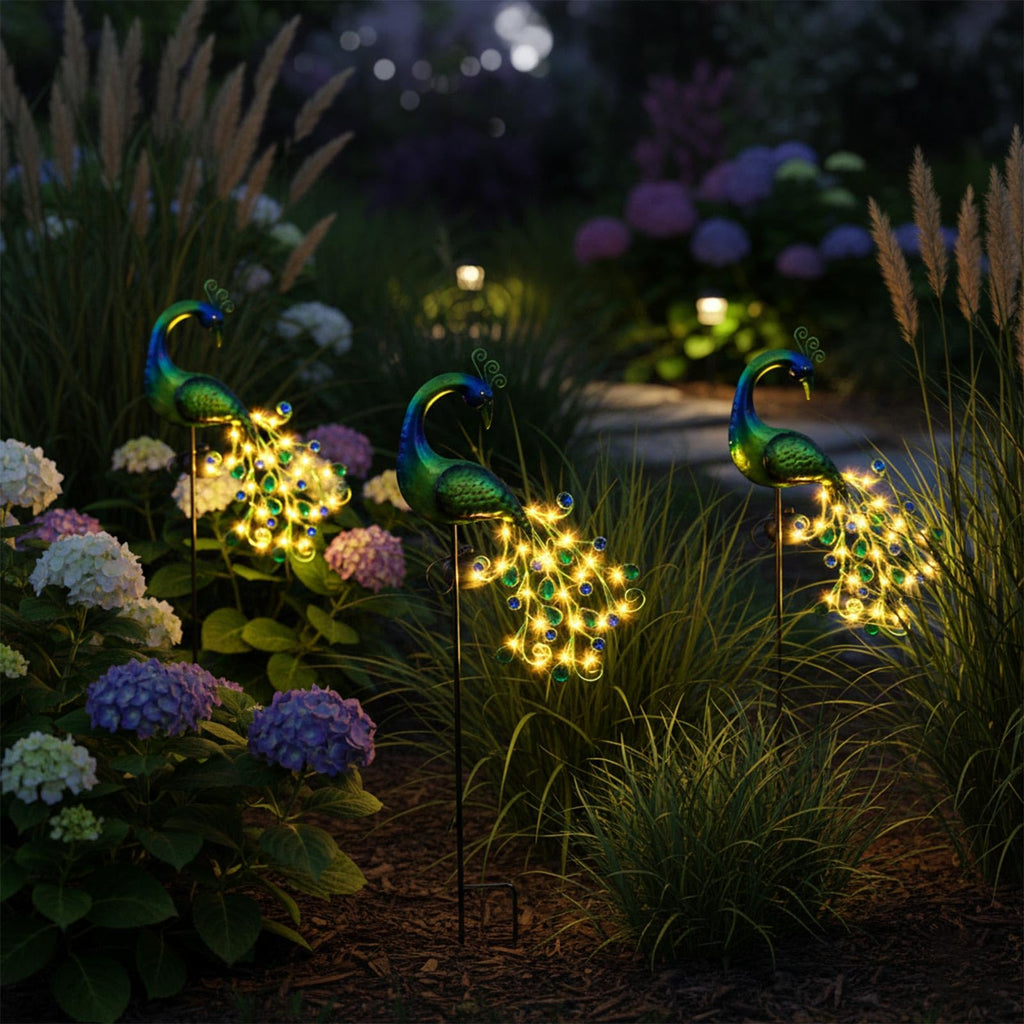 Solar Gartenleuchte Pfau 🦚 LED Gartendeko Licht für Balkon Terrasse & Garten