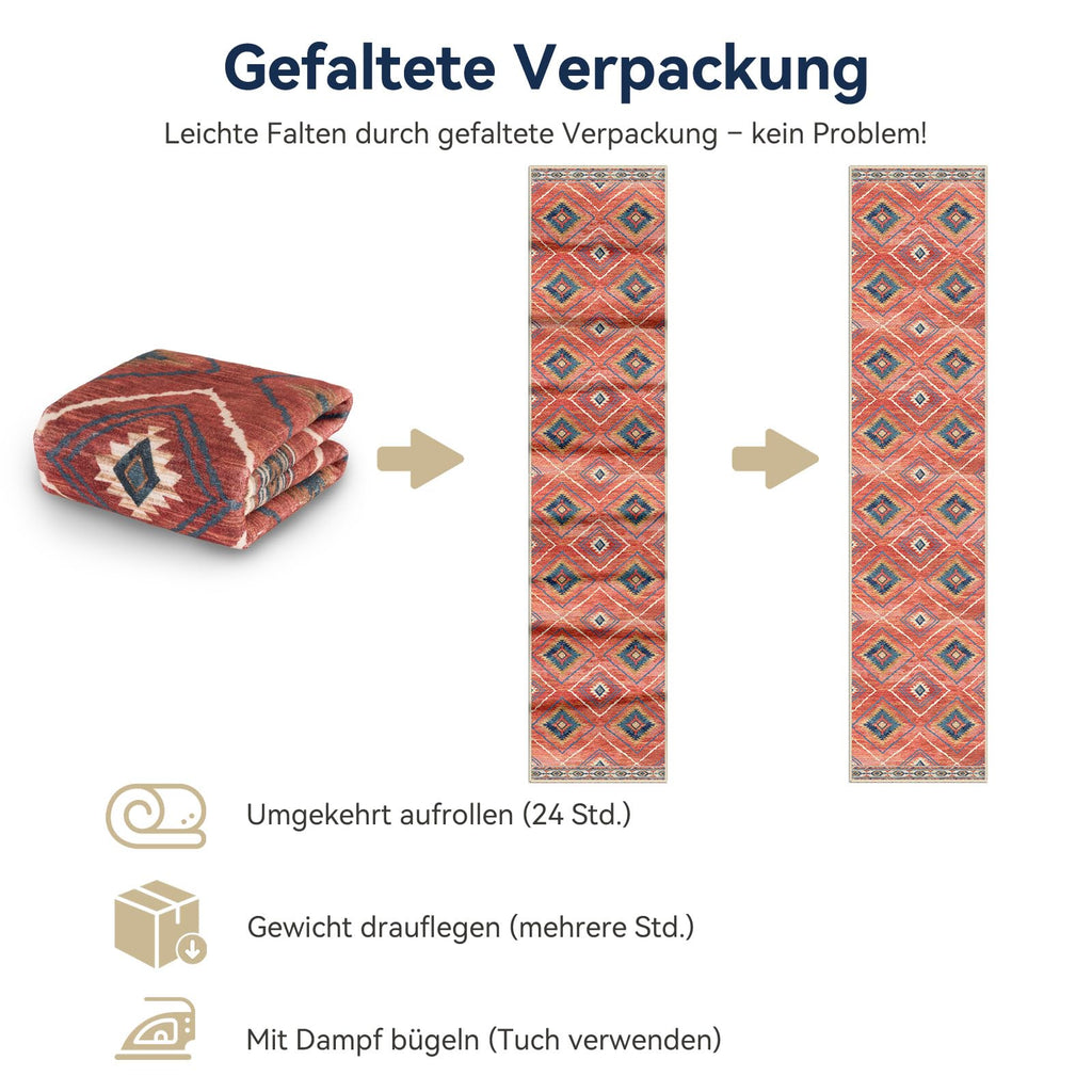Teppich Läufer 60x300 cm – Rutschfester Flur- & Küchenläufer Waschbar