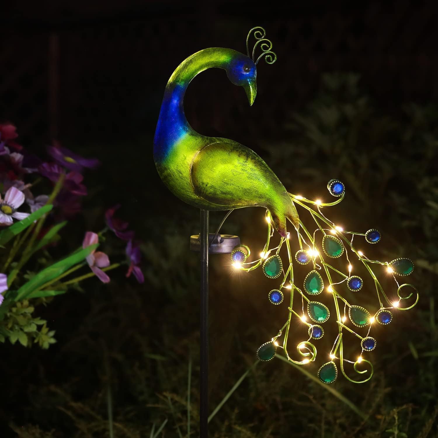 Solar Gartenleuchte Pfau 🦚 LED Gartendeko Licht für Balkon Terrasse & Garten