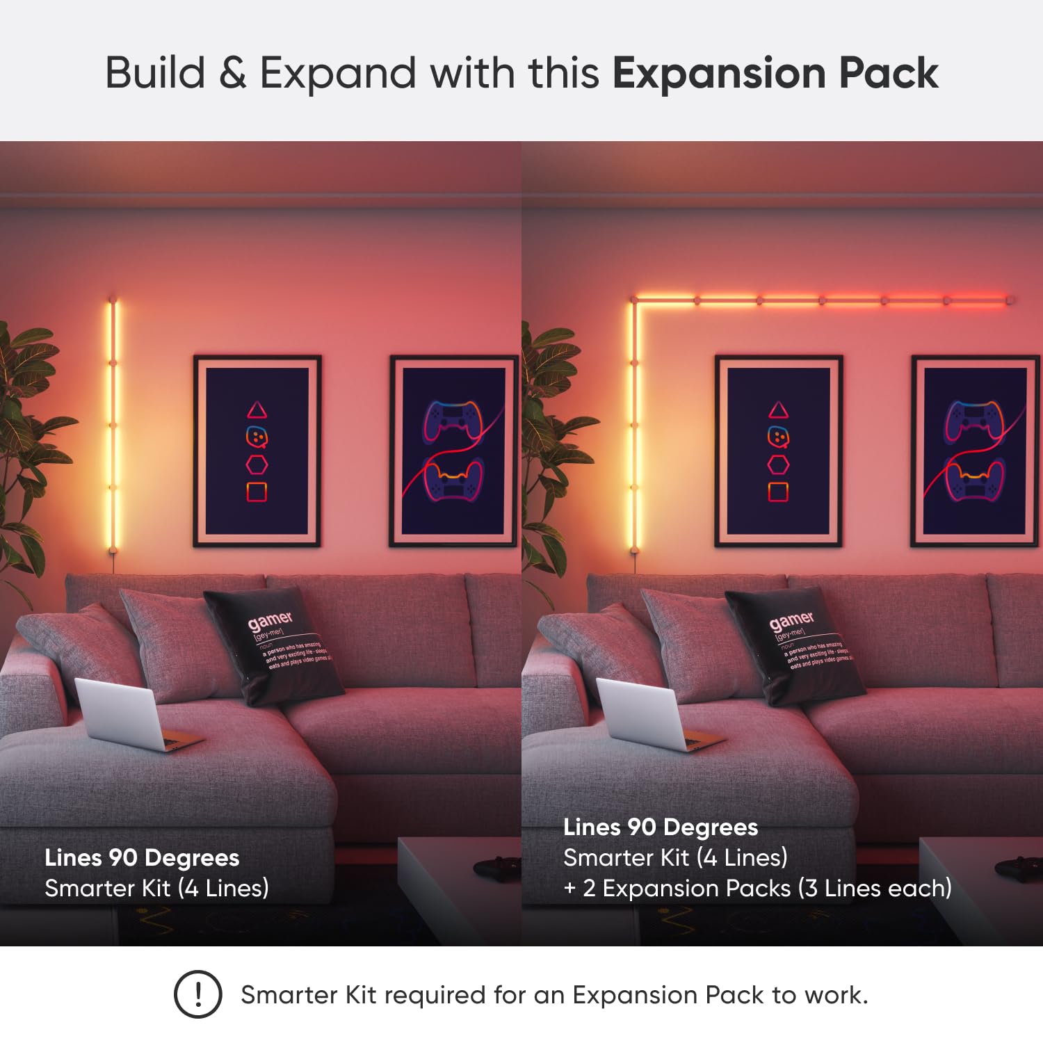 Nanoleaf Lines 90° Erweiterungspack – 3 smarte RGBW LED Lichtleisten für Nanoleaf Lines