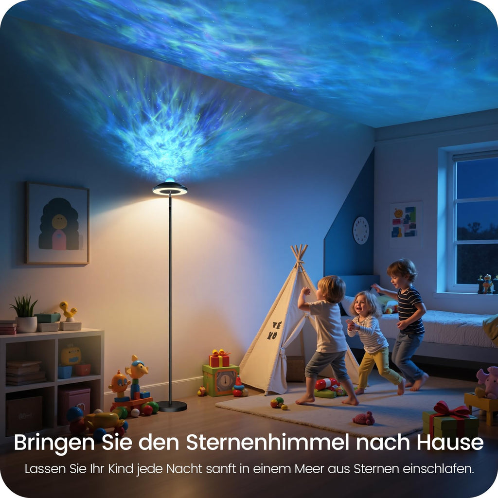 GOEBLESON RGB Stehlampe mit Sternenhimmel Projektor | dimmbar