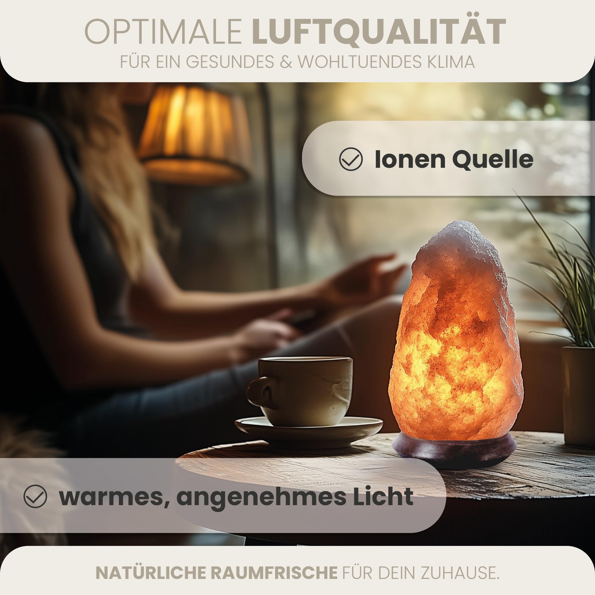 Himalaya Salzlampe – Natürliche Kristallsalz Lampe für Entspannung, Meditation & Schlafzimmer