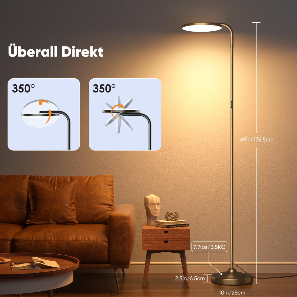 SIBRILLE LED Stehlampe Wohnzimmer dimmbar | Deckenfluter mit Fernbedienung