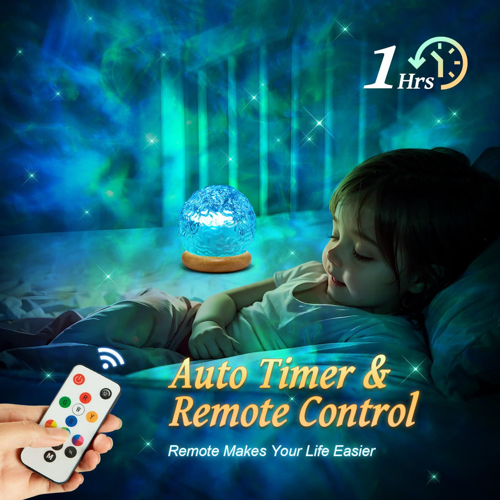 PIKOY Sternenhimmel Projektor als Kristallkugel mit 18 RGB Farben, dimmbar & Timer – eine Premium Deko für Gaming & Schlafzimmer und das ideale Geschenk für Frauen & Männer & Kinder.