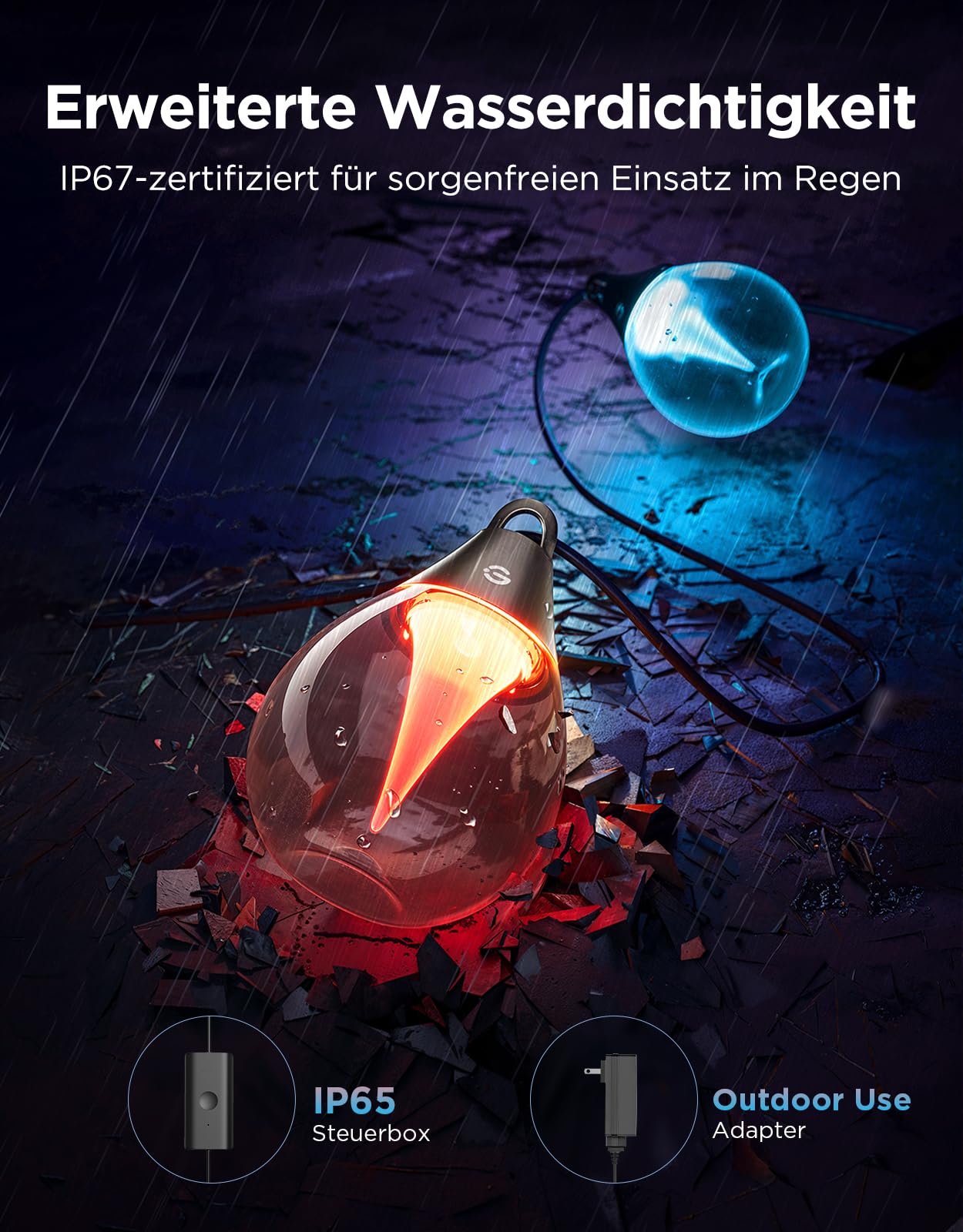 LED Garten Lichterkette 15m – RGB Außenbeleuchtung für Balkon, Terrasse & Garten