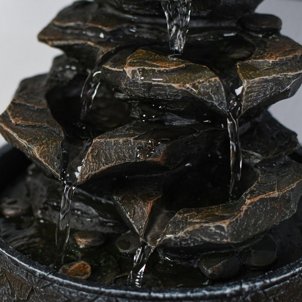 Zimmerbrunnen Little Rock – LED Farbwechsel, Steinoptik & Feng Shui
