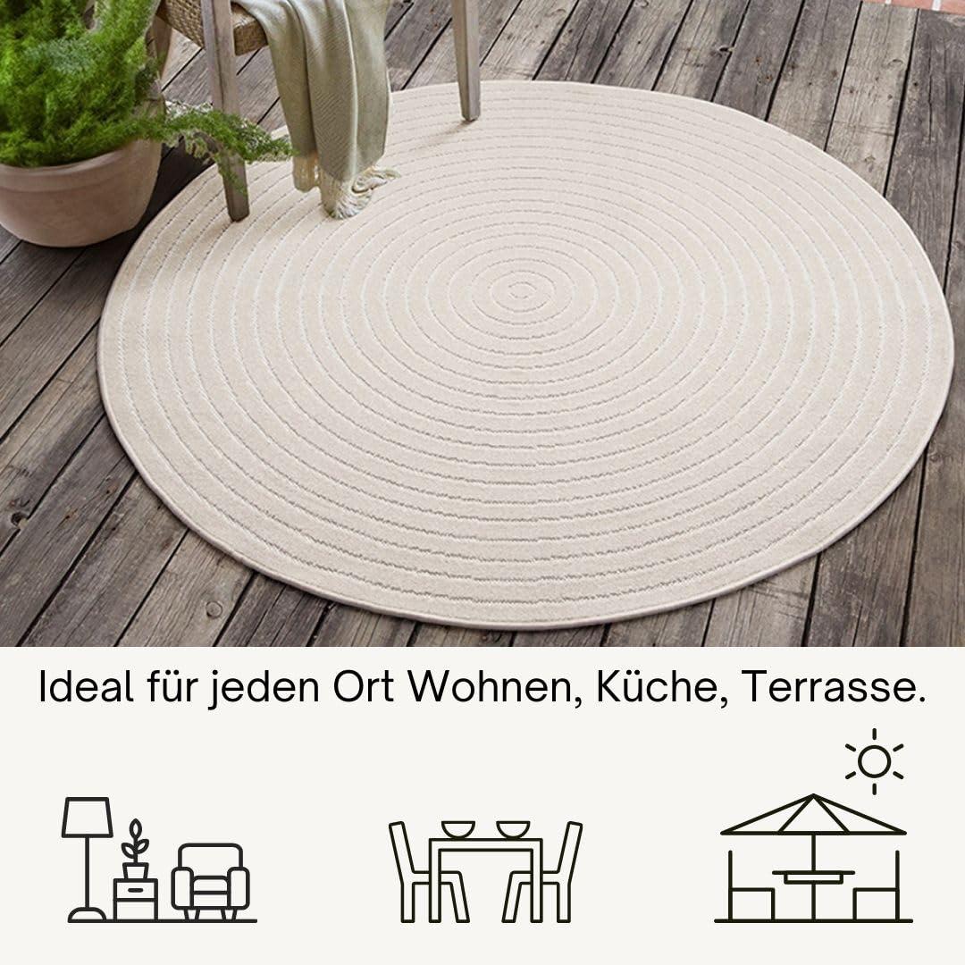 Outdoor Teppich Creme – Moderner Balkon & Terrasse Teppich wetterfest
