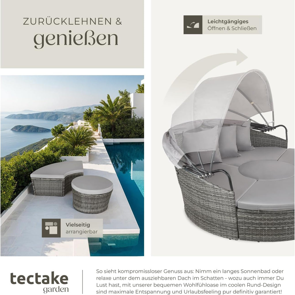 tectake Lounge Muschel Sonneninsel – Gartenmuschel wetterfest, Grau
