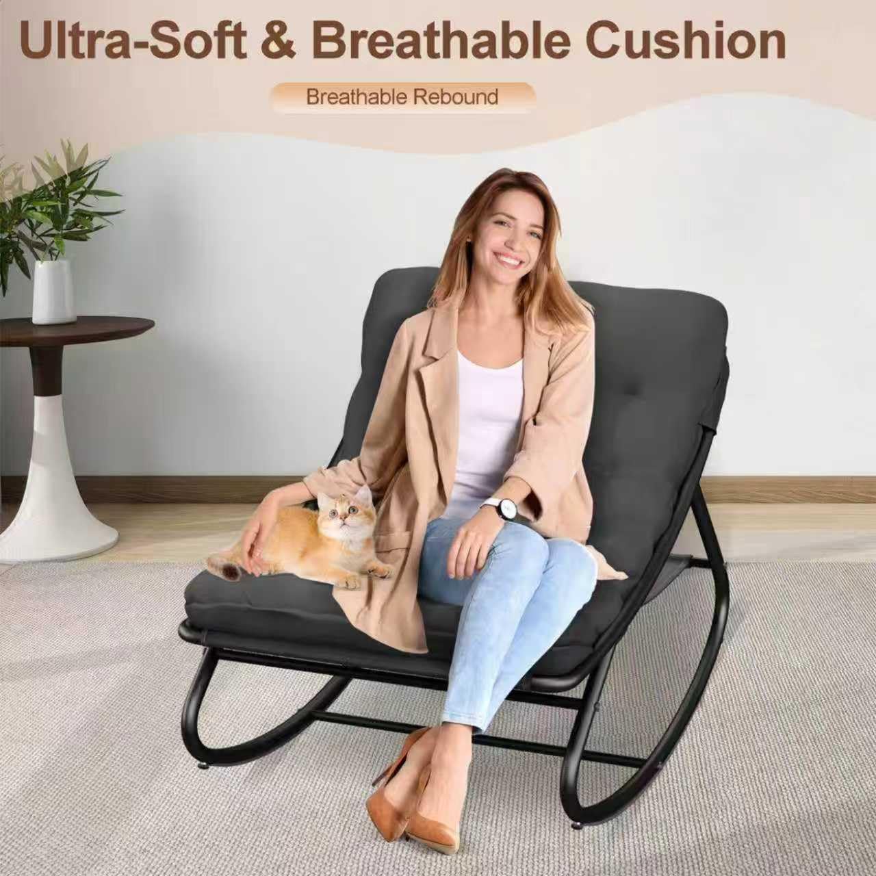Schaukelstuhl Outdoor mit Hocker – Relaxsessel für Balkon, Garten & Terrasse