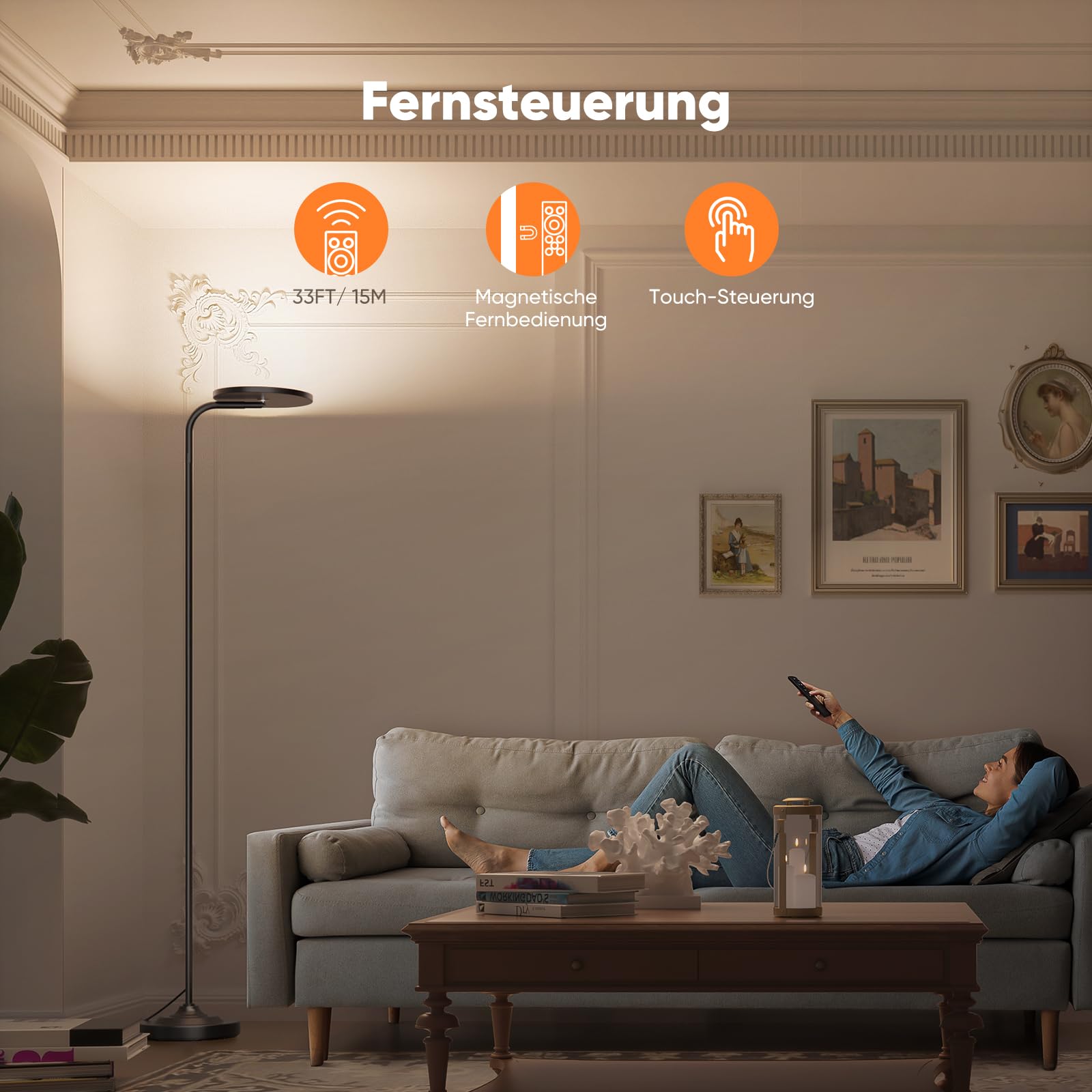 SIBRILLE LED Stehlampe Wohnzimmer dimmbar | Deckenfluter mit Fernbedienung