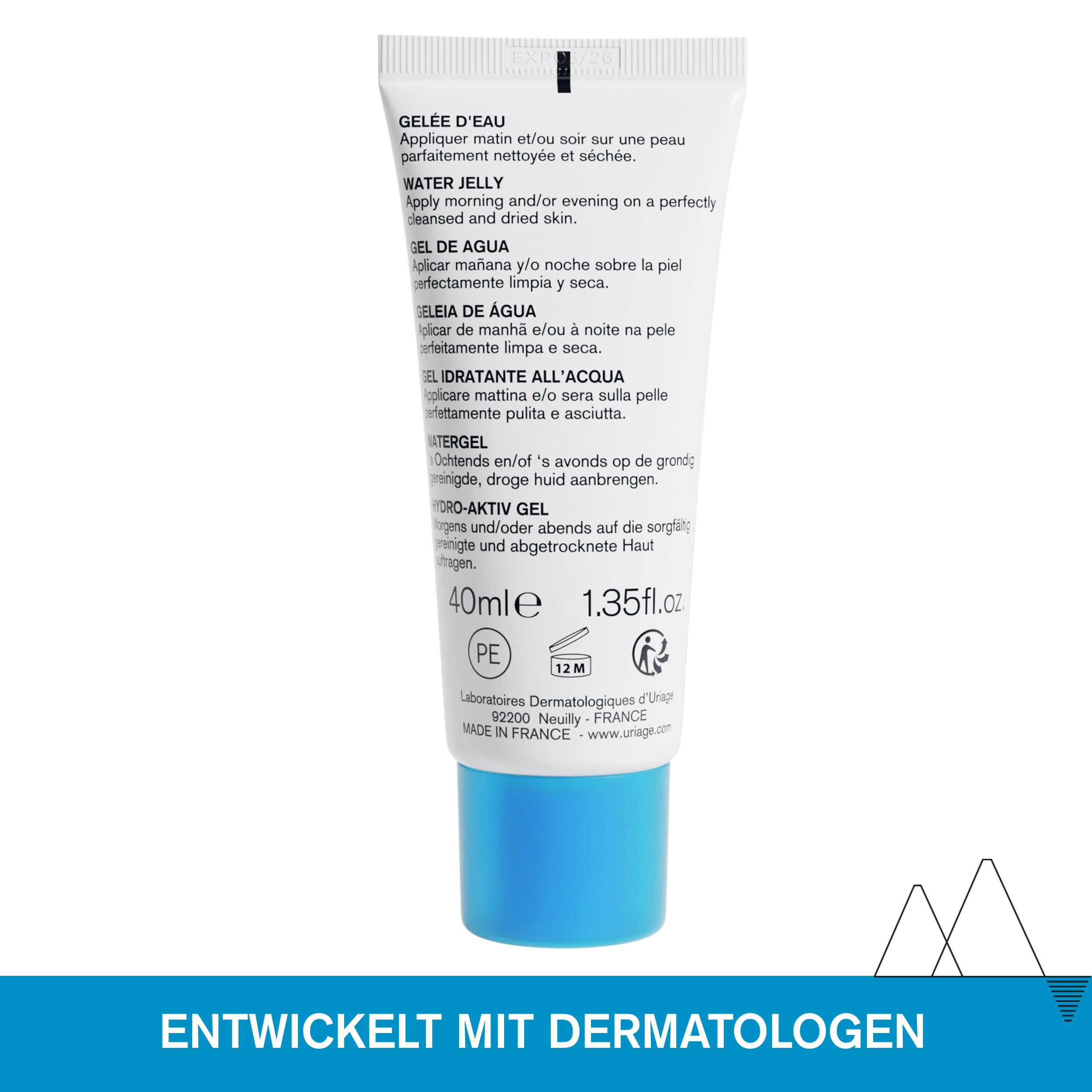Uriage Thermale Water Jelly Gel – 24h Feuchtigkeit für normale & Mischhaut, kühlend & leicht, 40 ml