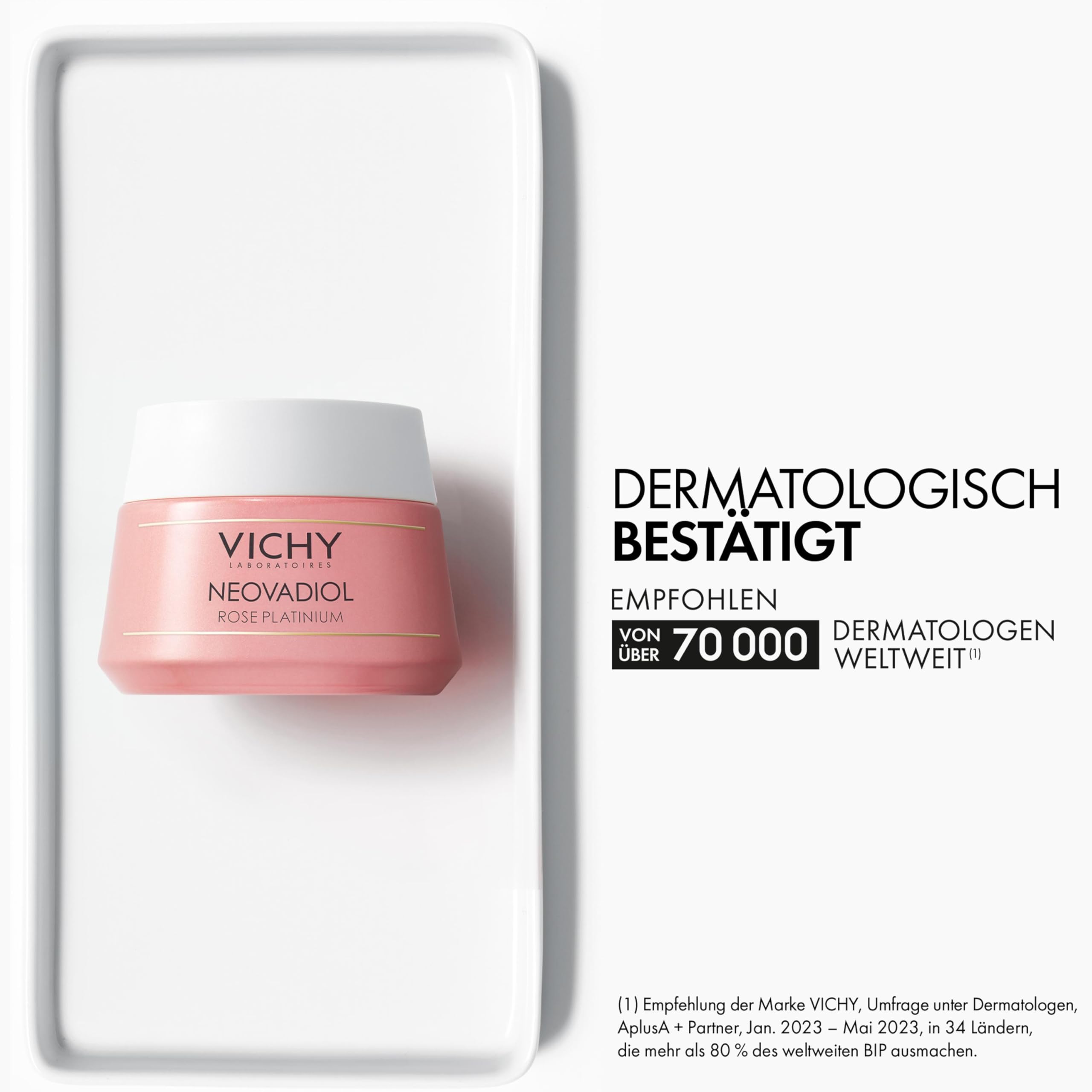 VICHY Rosé Platinium Tagespflege – revitalisierende Anti-Aging Creme für sehr reife & trockene Haut, 50 ml
