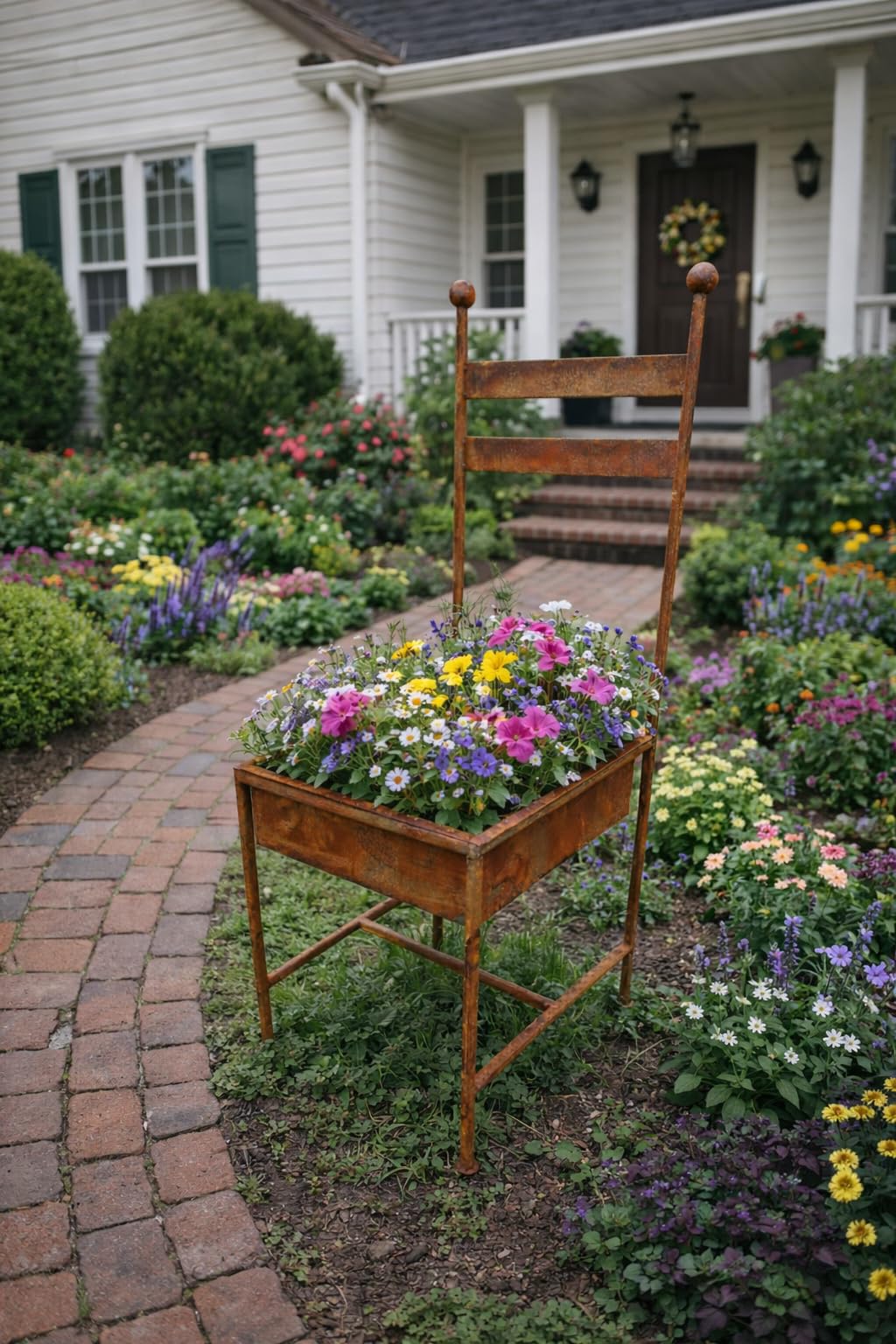 Blümelhuber Metallstuhl Rost Vintage – Pflanzschale Gartendeko zum Bepflanzen