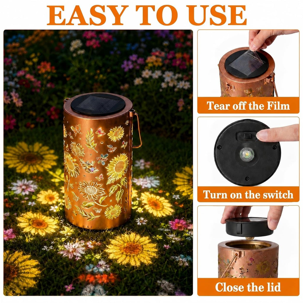 Sonnenblumen Solarlampe Hängend 2er Set – Bunt, IP65, Gartendeko Balkon & Terrasse