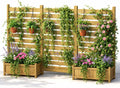 Pamapic 3er Holz Blumenkasten mit Rankgitter &amp; Sichtschutz – Pflanzkasten für Terrasse & Garten