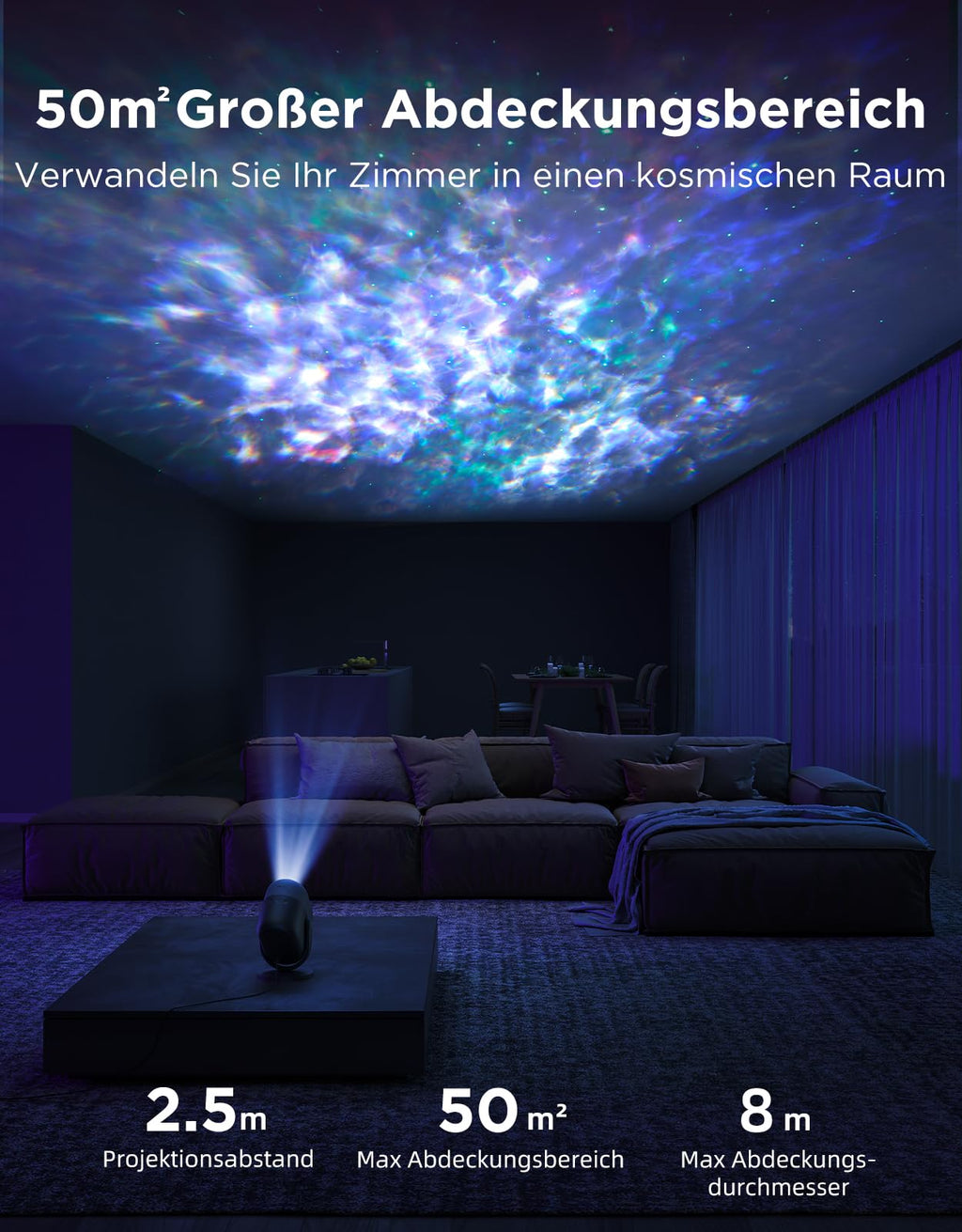 RGBW Sternenhimmel Projektor LED – Smart Galaxy Lampe mit Alexa & 50+ Szenen für Schlafzimmer