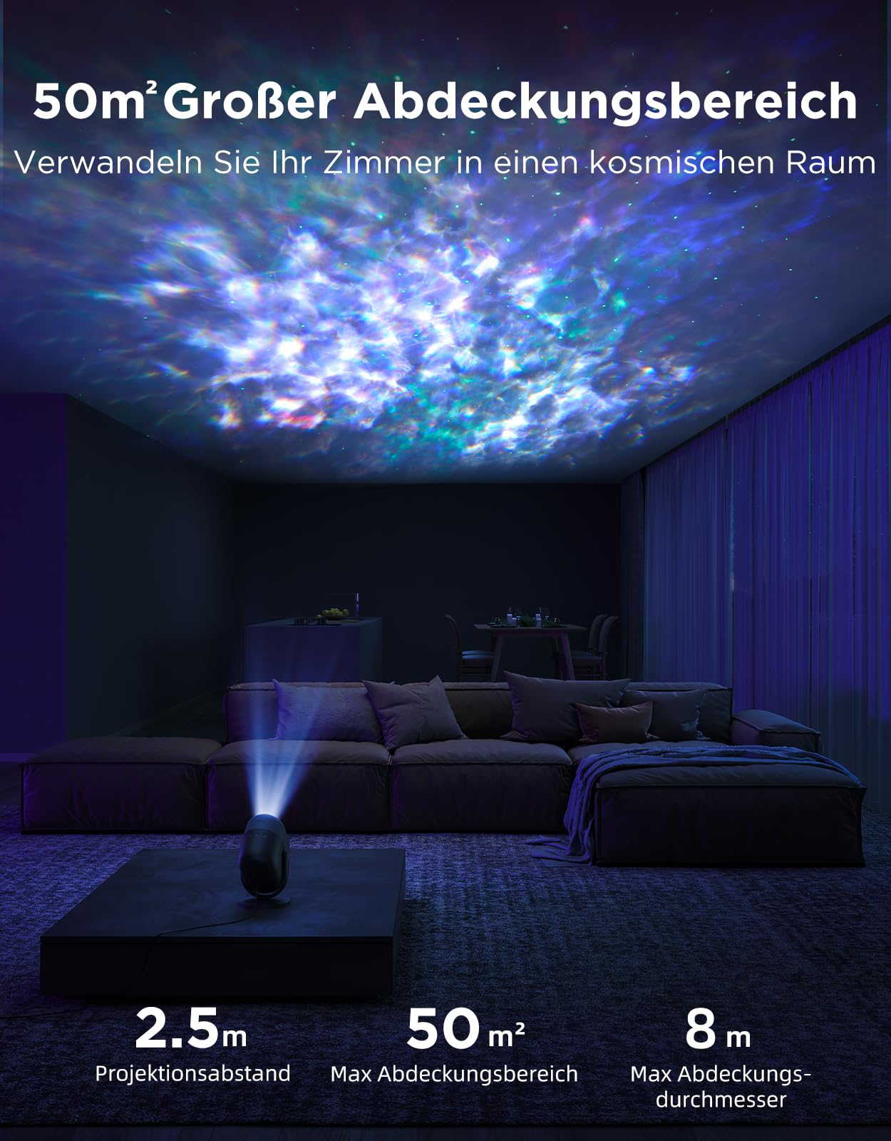 RGBW Sternenhimmel Projektor LED – Smart Galaxy Lampe mit Alexa & 50+ Szenen für Schlafzimmer