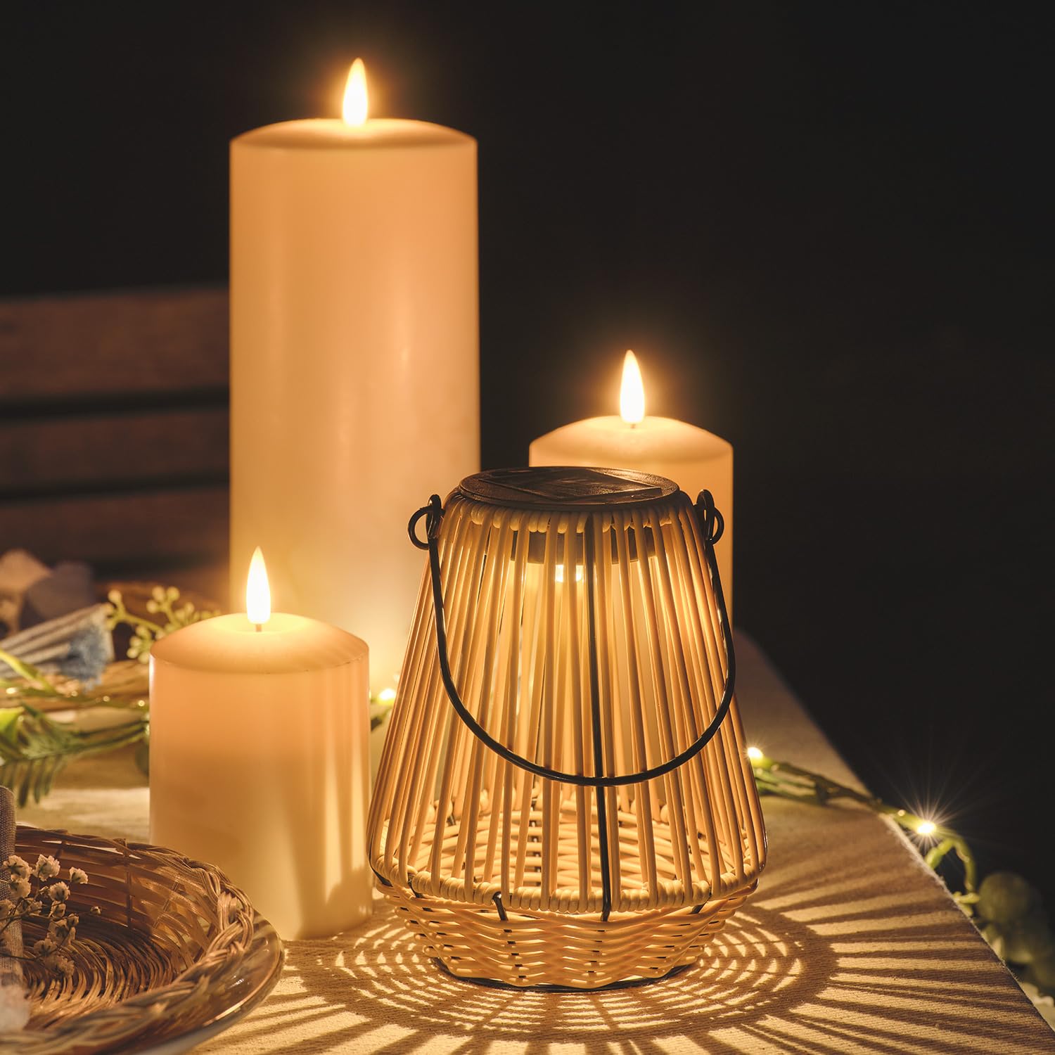 Solar Bambus-Laterne Hygge – Warmweiß LED, Solarbetrieb, Garten & Balkon Deko