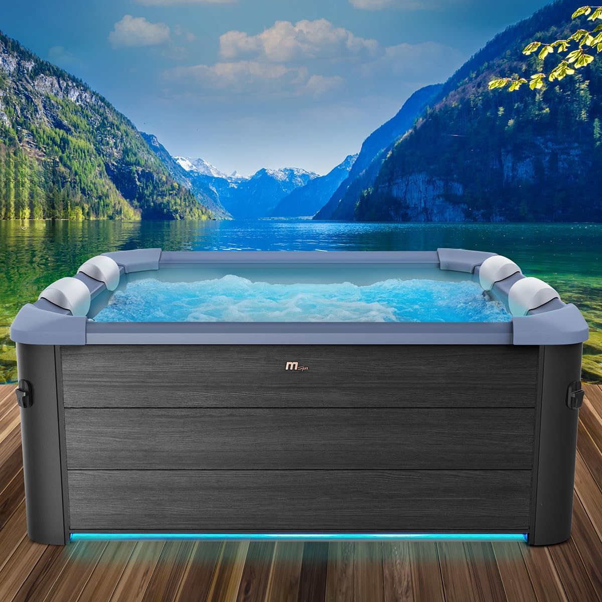 BRAST MSpa Oslo Whirlpool eckig 6 Personen – winterfest, LED, 120 Düsen