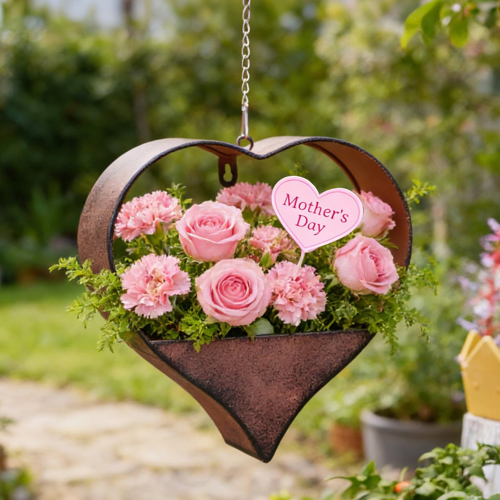 Hängender Blumentopf Herzform ❤️ Metall Gartendeko für Balkon Terrasse & Garten