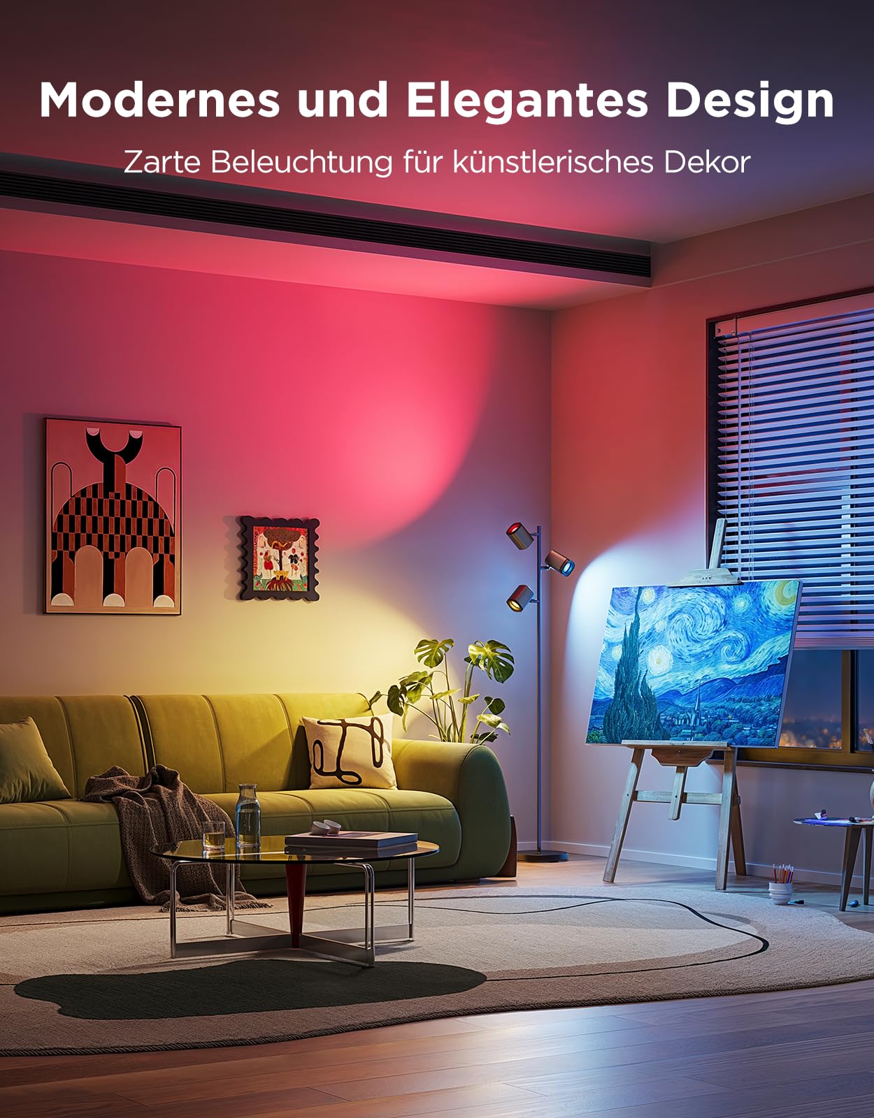 RGBWW LED Stehlampe 1500lm dimmbar – Smart Stehleuchte mit Alexa, Musik Sync für Wohnzimmer