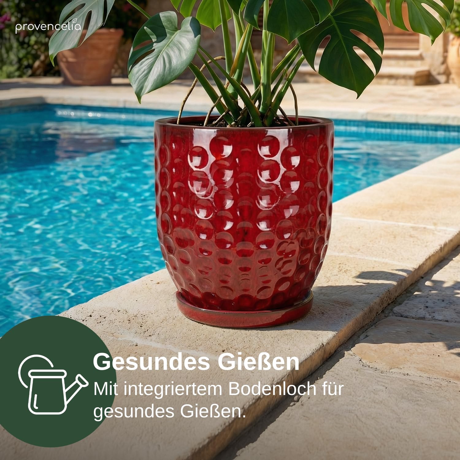Keramik Blumentopf XL in Azurblau – Stilvoller Pflanzkübel für Balkon & Garten